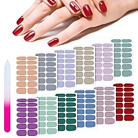 Maitys 168 Pieces 12 Sheets Full Wrap Nail Polish Stickers Self Adhesive Glitter Gradient Marble Color Nail Decal Strips With Gl