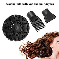 3-Piece Hair Dryer Diffuser Nozzle Set, Plastic Hair Dryer Attachment Dryer Nozzle Comb