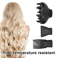 3-Piece Hair Dryer Diffuser Nozzle Set, Plastic Hair Dryer Attachment Dryer Nozzle Comb