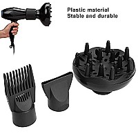 3-Piece Hair Dryer Diffuser Nozzle Set, Plastic Hair Dryer Attachment Dryer Nozzle Comb