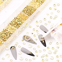 Nibiru Gold Metal Nail Art Studs Kit 4000Pcs 3D Metal Nail Art Jewelry Decoration Star Moon Feather Shell Multi Shapes Nail De