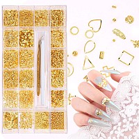 Nibiru Gold Metal Nail Art Studs Kit 4000Pcs 3D Metal Nail Art Jewelry Decoration Star Moon Feather Shell Multi Shapes Nail De