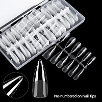 Inenk Long Stiletto Gel X Nail Tips Extension 240Pcs Clear Soft Gel Full Cover Nail Tips M Square Press On False Nail Tips For