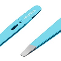 Mrgreen Eyebrows Tweezers Colorful Beauty Fine Hairs Puller Makeup Tools Stainless Steel Slanted Eye Brow Clips Removal Blue