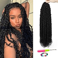 Passion Twist Hair - 8 Packs 20 Inch Passion Twist Crochet Hair For Women, Crochet Pretwisted Curly Hair Passion Twists Synthetic Braiding Hair Extensions (20 Inch 8 Packs, 1B)