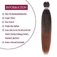 Pre Stretched Braiding Hair 26 Inch 8 Packs Professional Soft Yaki Braiding Hair For Braids Hot Water Setting Synthetic Crochet