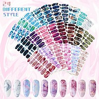 Maitys 336 Pieces 24 Sheets Full Wrap Nail Polish Strips Stickers Selfadhesive Gel Nail Strips Art Decals With Nail File For Wo