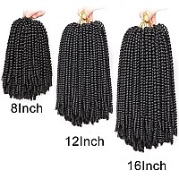 Xtrend 16 Inch 6 Packs Spring Twist Crochet Braids Hair For Butterfly Faux Locks Short Crochet Hair Synthetic Braiding Hair Extensions For Woman Fashion Fluffy Twist Hair (1B#)