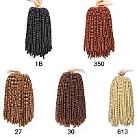 Xtrend 16 Inch 6 Packs Spring Twist Crochet Braids Hair For Butterfly Faux Locks Short Crochet Hair Synthetic Braiding Hair Extensions For Woman Fashion Fluffy Twist Hair (1B#)