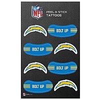 Rico Industries Nfl Football Los Angeles Chargers Peel Stick Temporary Tattoos Eye Black Game Day Approved