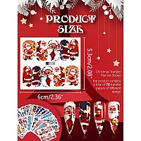 72 Sheets Christmas Nail Art Stickers Decals Ebanku Adhesive Water Transfer Nail Decals Snowflake Santa Claus Reindeer Christma