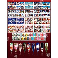 72 Sheets Christmas Nail Art Stickers Decals Ebanku Adhesive Water Transfer Nail Decals Snowflake Santa Claus Reindeer Christma