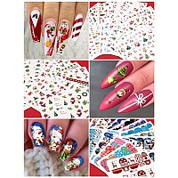 72 Sheets Christmas Nail Art Stickers Decals Ebanku Adhesive Water Transfer Nail Decals Snowflake Santa Claus Reindeer Christma