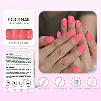 Coolnail Short Pink Fake Nails Faux Ongles Uv False Nails Full Cover Short Glossy Press On False Nail Art Tip Daily Wear Faux On