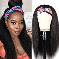 Szphoxer Synthetic Headband Wigs For Black Women Kinky Straight Hair Wigs Yaki Straight Wigs With Headband 18 Inch Machine Made