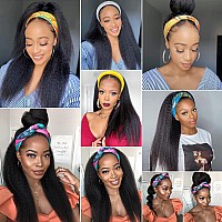 Szphoxer Synthetic Headband Wigs For Black Women Kinky Straight Hair Wigs Yaki Straight Wigs With Headband 18 Inch Machine Made