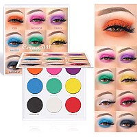 Yeweian 9 Colors Rainbow Eyeshadow Palette High Pigmented Colorful Eyeshadow Makeup Palette Bright Neon Eyeshadow Palette Last