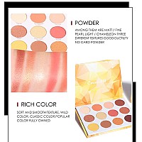 Yeweian Glitter Matte Orange Yellow Eyeshadow Palette 12 Colors Shimmer High Pigmented Eyeshadow Makeup Palette Lasting Waterpr