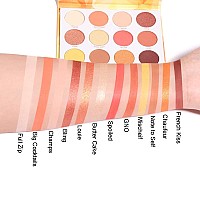 Yeweian Glitter Matte Orange Yellow Eyeshadow Palette 12 Colors Shimmer High Pigmented Eyeshadow Makeup Palette Lasting Waterpr