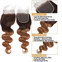 Body Wave Bundles With Closure 2 Tone Ombre Hair 3 Bundles With 4X4 Lace Closure 100 Unprocessed Brazilian Virgin Hair Body Wav