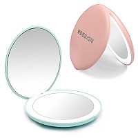 Wobsion Compact Mirror With Light 1X10X Magnification Compact Mirror For Purseshandheld 2Sided Mirrortravel Makeup Mirror3