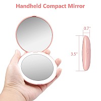 Wobsion Compact Mirror With Light 1X10X Magnification Compact Mirror For Purseshandheld 2Sided Mirrortravel Makeup Mirror3