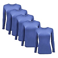 Natural Uniforms Womens Under Scrub Tee crew Neck Long Sleeve T-Shirt-5-Pack (XX-Small, 5 Pack ceil Blue)