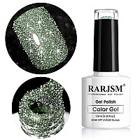 Rarjsm Glitter Gel Nail Polish Light Green Flash Gel Polish Sparkle Shiny Gel Nail Art Varnish Manicure Refletive Diamond Nail G