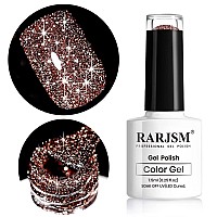 Rarjsm Reflective Glitter Gel Polishflash Dimond Caramel Brown Gel Nail Polish Winter Colors Sparkly Shiny Gel Nail Art Uv Led