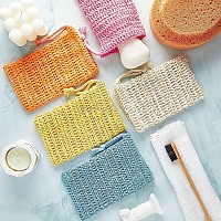 15 Pieces Soap Saver Bag Exfoliating Soap Pouch Sisal Mesh Soap Bag Drawstring (Natural, Pink, Blue, Yellow, Orange)