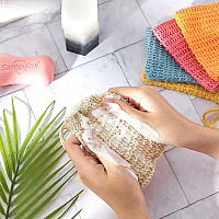 15 Pieces Soap Saver Bag Exfoliating Soap Pouch Sisal Mesh Soap Bag Drawstring (Natural, Pink, Blue, Yellow, Orange)