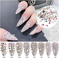 1440Pcs Mix Size Ss3Ss30 Crystals Ab Nail Rhinestones Round Flatback Nail Art Glass Gems Beads Stones For Nails Decoration Jewe