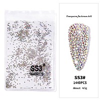 2880Pcs Ss3 13Mm Crystals Ab Nail Rhinestones Round Flatback Nail Art Glass Gems Beads Stones For Nails Decoration Jewels Acces