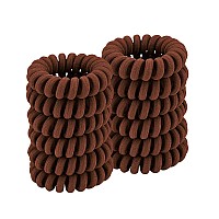 Spiral Hair Ties (Cloth Brown,12 Pcs), Coil Hair Ties for Thick Hair, Ponytail Holder Hair Ties for Women, No Crease Hair Ties, Phone Cord Hair Ties for all Hair Types with Plastic Spiral