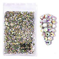 2880Pcs Ss16 4Mm Crystals Ab Nail Rhinestones Round Flatback Nail Art Glass Gems Beads Stones For Nails Decoration Jewels Access