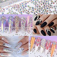 2880Pcs Ss16 4Mm Crystals Ab Nail Rhinestones Round Flatback Nail Art Glass Gems Beads Stones For Nails Decoration Jewels Access