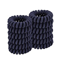 Spiral Hair Ties (Cloth Navy,12 Pcs), Coil Hair Ties for Thick Hair, Ponytail Holder Hair Ties for Women , No Crease Hair Ties, Phone Cord Hair Ties for all Hair Types with Plastic Spiral