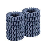 Spiral Hair Ties (Cloth Blue,12 Pcs), Coil Hair Ties for Thick Hair, Ponytail Holder Hair Ties for Women , No Crease Hair Ties, Phone Cord Hair Ties for all Hair Types with Plastic Spiral