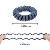 Spiral Hair Ties (Cloth Blue,12 Pcs), Coil Hair Ties for Thick Hair, Ponytail Holder Hair Ties for Women , No Crease Hair Ties, Phone Cord Hair Ties for all Hair Types with Plastic Spiral