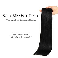 Hotbanana Wire Hair Extensions 12 Inch 70G Jet Black Fish Line Hair Extensions Real Human Hair Straight Invisible Wire Hair Ext