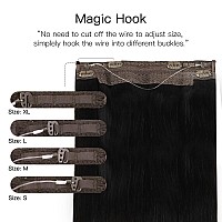 Hotbanana Wire Hair Extensions 12 Inch 70G Jet Black Fish Line Hair Extensions Real Human Hair Straight Invisible Wire Hair Ext