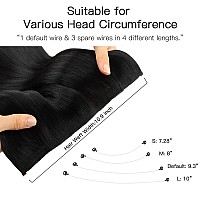 Hotbanana Wire Hair Extensions 12 Inch 70G Jet Black Fish Line Hair Extensions Real Human Hair Straight Invisible Wire Hair Ext