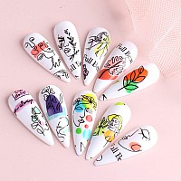 Designer Nail Art Foil Transfer Stickers Decals Abstract Face Flowers Nail Foils Design Holographic Fashion Nail Charms Sticker