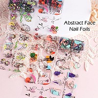 Designer Nail Art Foil Transfer Stickers Decals Abstract Face Flowers Nail Foils Design Holographic Fashion Nail Charms Sticker