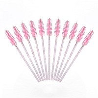 Gcqq 200Pcs Crystal Mascara Wands Pink Eyelash Spoolies Bendable And Lightweight Mascara Brushes For Extension Disposable Eye