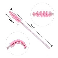 Gcqq 200Pcs Crystal Mascara Wands Pink Eyelash Spoolies Bendable And Lightweight Mascara Brushes For Extension Disposable Eye