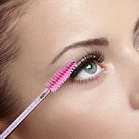 Gcqq 200Pcs Crystal Mascara Wands Pink Eyelash Spoolies Bendable And Lightweight Mascara Brushes For Extension Disposable Eye