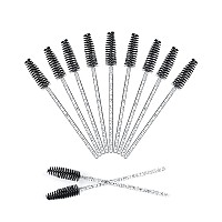 50PCS Crystal Mascara Wands Disposable Eyelash Eyebrow Spoolie Brush for Makeup Eyelash Extensions (Black)