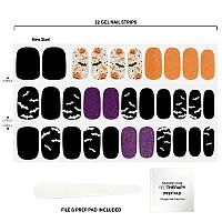 Dashing Diva Gloss Halloween Nail Strips Bat Magic Uv Free Long Lasting Cute Halloween Gel Nail Stickers Contains 32 Nai