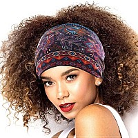 Gortin 3 Pack Boho Wide Headbands African Turban Head Bands Leopard Stretch Knotted Head Wraps Floral Elastic Yaga Hair Bands Sw